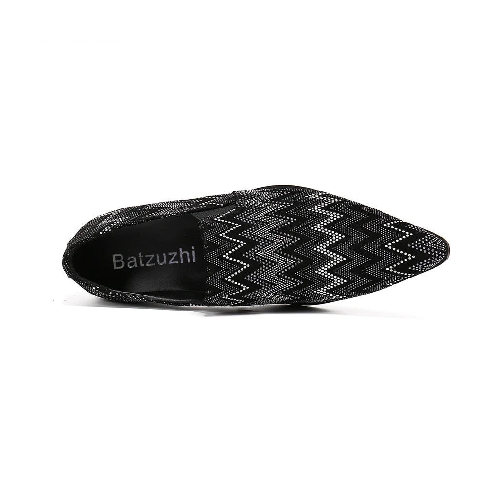 Men's Slip on Pointed Toe Genuine Leather Rhinestones Casual Shoes 38-46  -  GeraldBlack.com