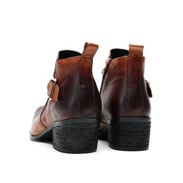 Men's Square Toe Brown Genuine Leather Zip Ankle Business Boots Size 37-46  -  GeraldBlack.com
