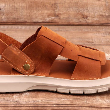 Men's Summer Casual Breathable Lightweight Leather Sandals Anti-slip Soft Bottom Outdoor Slides Shoes Sandbeach  -  GeraldBlack.com
