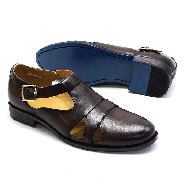 Men's Summer Retro Style Buckle Strap Solid Pattern Handmade Dress Shoe on Clearance  -  GeraldBlack.com