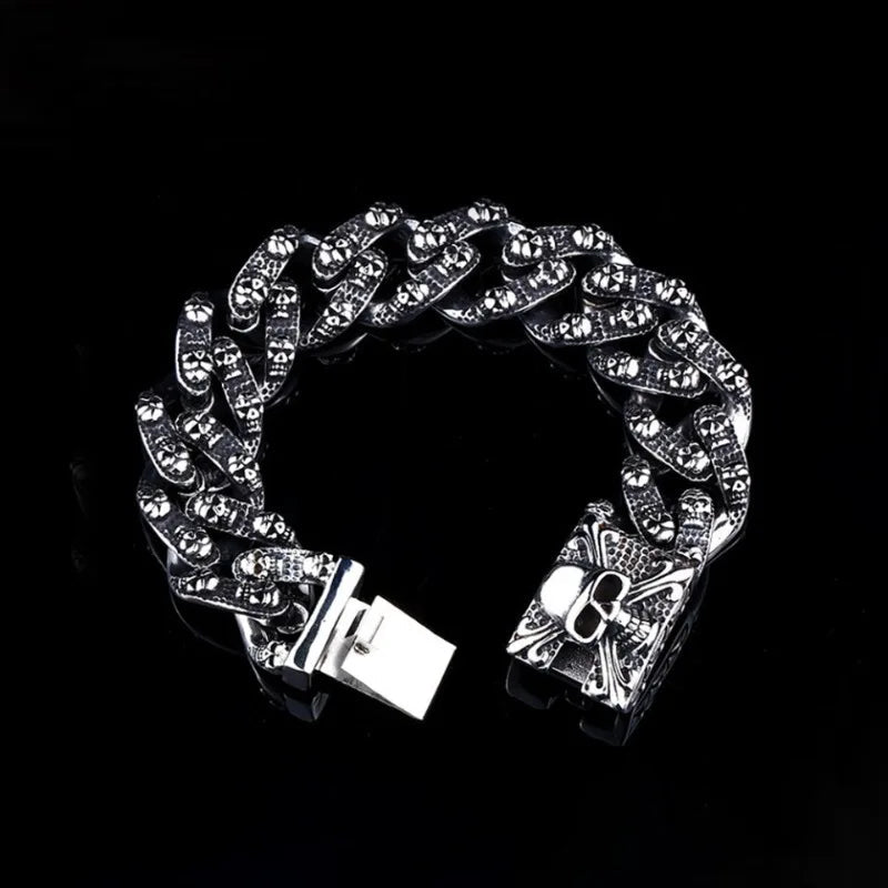 Men's Vintage Domineering Stainless Steel Skull Punk Hip Hop Skeleton Gothic Amulet Bracelet Jewelry  -  GeraldBlack.com