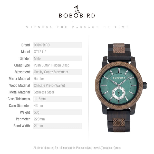 Men's Watches Fashion Casual Clock Quartz Wristwatch Wooden Watch Great Gift Wood Box  -  GeraldBlack.com