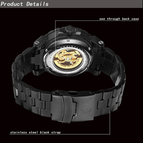 Men's Waterproof Automatic Mechanical Luxury Designer Vintage Skeleton Steampunk Gift Clock  -  GeraldBlack.com