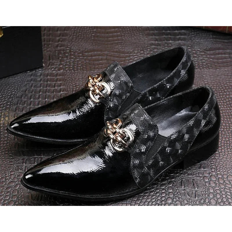 Men's Western High Increased Black Leather Pointed Toe Business Leather Dress Shoes Big Size EU38-46!  -  GeraldBlack.com