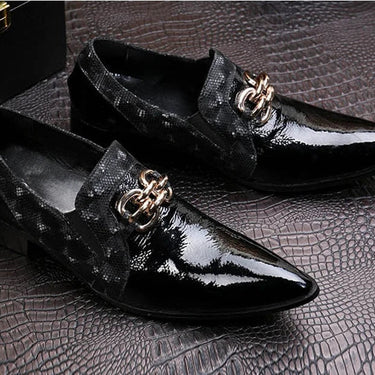 Men's Western High Increased Black Leather Pointed Toe Business Leather Dress Shoes Big Size EU38-46!  -  GeraldBlack.com