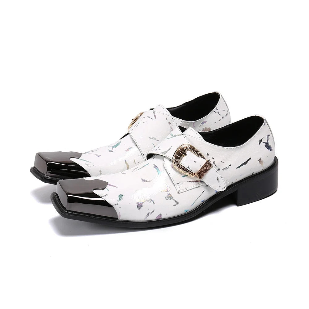 Men's White Genuine Leather Square Toe Business Party Dress Shoes Sizes EU38-46!  -  GeraldBlack.com