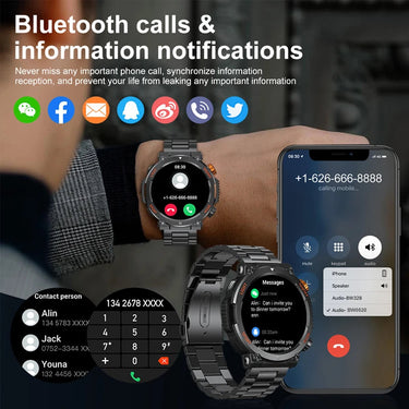 Men Sports Fitness Watch IP67 Waterproof Bluetooth Call Full Touch Screen Compass Smartwatch  -  GeraldBlack.com