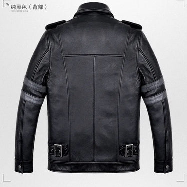 Men Thick Cowhide Motorcycle Genuine Leather Jacket Casual  -  GeraldBlack.com