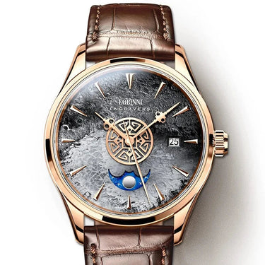 Mens 50M Waterproof Meteorite Dial Mechanical Sapphire Crystal Automatic Wristwatch  -  GeraldBlack.com
