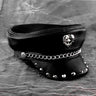 Metal Rivet Studded Skull Mens Genuine Leather Biker Punk Rocker Military Cap Hat  -  GeraldBlack.com