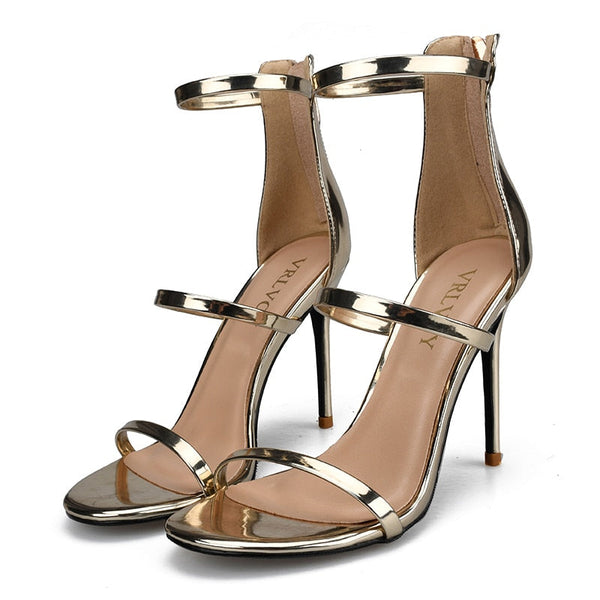 Metallic Zip Summer Sexy Women Gold Silver Platform Gladiator High Heels Pumps Shoes  -  GeraldBlack.com