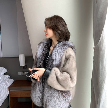 Natural Imported Mink Fox Fur Winer Women Fashion Warm Short Coat  -  GeraldBlack.com