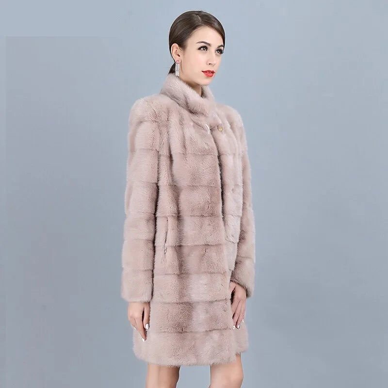 Natural Mink Fur Women Pink Genuine Thick Warm Winter Jackets  -  GeraldBlack.com