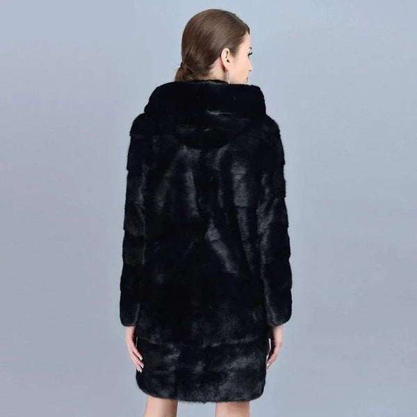 Natural Mink Fur Women Thick Warm Winter Jackets With Hood Outwear  -  GeraldBlack.com
