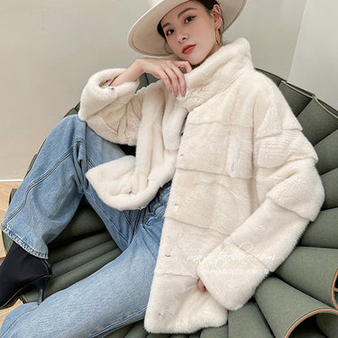 Natural Real Mink Fur Warm Winter Jacket Outwear Park With Fur For Female  -  GeraldBlack.com