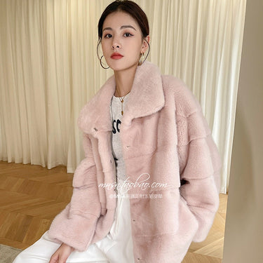 Natural Real Mink Fur Warm Winter Jacket Outwear Park With Fur For Female  -  GeraldBlack.com