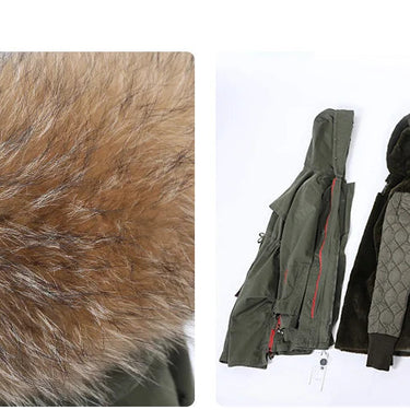 Natural Real Raccoon Fur Collar Coat Luxury Winter Women Long Jacket Removable Thick Lining Parka  -  GeraldBlack.com