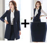 Navy Blue Autumn Winter Formal Women Business Office Work Wear Vest Blazer Skirt 3pcs Suit  -  GeraldBlack.com