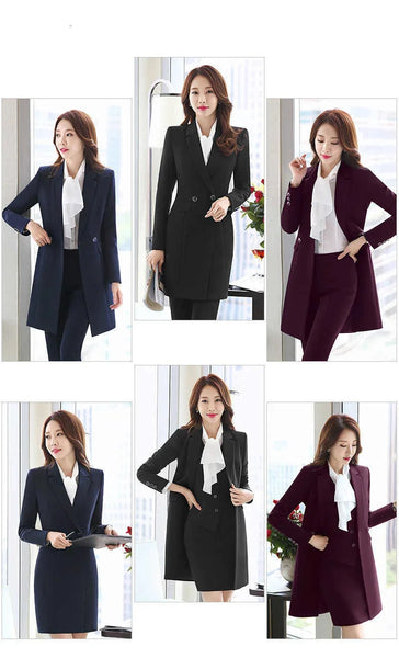 Navy Blue Fabric Autumn Winter Formal Women BusinessOL Styles Office Work Wear vest pants  -  GeraldBlack.com