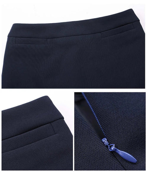 Navy Blue Fabric Autumn Winter Formal Women OL Styles Office Work Wear Ladies Blazers With Long Pant  -  GeraldBlack.com