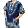 Navy Blue Men 3D African Ethnic Primitive Tribal Dashiki Printing Pocket Short Sleeve Oversized Shirt Fashion Clothing  -  GeraldBlack.com