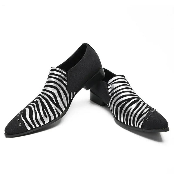 New Design Shoes Men Black Zebra-stripe Leather Dress Shoes Men Slip on Formal Business, Party Shoes Man,Big Size 37-47  -  GeraldBlack.com