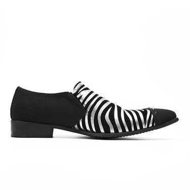 New Design Shoes Men Black Zebra-stripe Leather Dress Shoes Men Slip on Formal Business, Party Shoes Man,Big Size 37-47  -  GeraldBlack.com