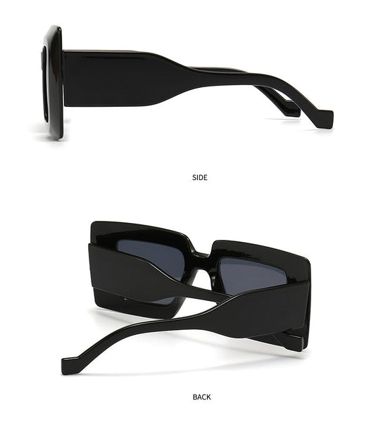 Gafas de sol unisex con montura cuadrada grande, estilo punk, vintage, de gran tamaño, con protección UV400