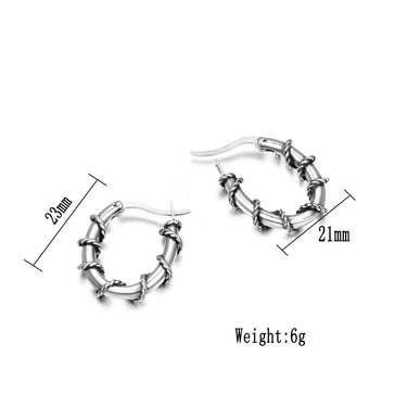 Personality Charm Stainless Steel Rattan Earrings Men Women Korean Style Simple Earrings Jewelry  -  GeraldBlack.com