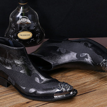 Personalized Black Men Leather Shoes Fashion Designer Metal Toe Zip Ankle Boots EU38-46  -  GeraldBlack.com