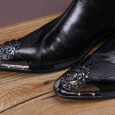 Personalized Black Men Leather Shoes Fashion Designer Metal Toe Zip Ankle Boots EU38-46  -  GeraldBlack.com