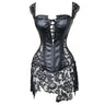 Plus Size  5XL Sexy Dark Gothic Leather Aesthetic Brown Lace Patchwork Corset Bustier Top Lingerie  -  GeraldBlack.com