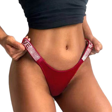 Plus Size Brazilian Panties Love Letter Rhinestones G-string Diamond Thong Seamless Underwear Lingerie Panties  -  GeraldBlack.com
