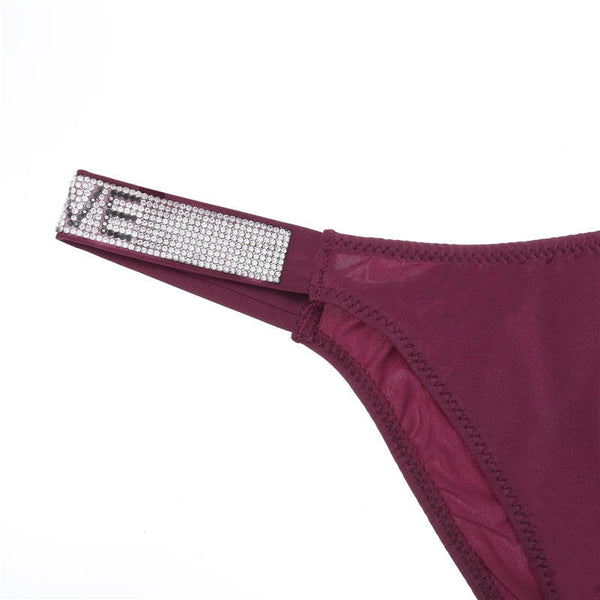 Plus Size Brazilian Panties Love Letter Rhinestones G-string Diamond Thong Seamless Underwear Lingerie Panties  -  GeraldBlack.com