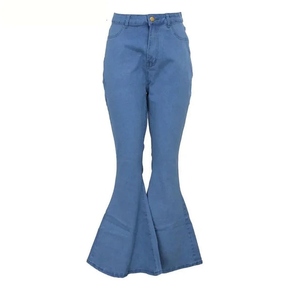 Plus Size Wide Lge Super Stretchy 4XL High Waisted Matching Slim Fit Skinny Denim Bell Bottoms Flare Jeans  -  GeraldBlack.com