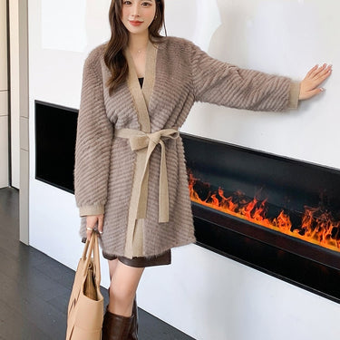 Plus Size Women's Natural Real Mink Fur Fashion Knitted Winter Warm Thick Clothes Jacket  -  GeraldBlack.com