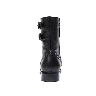Pointed Metal Tip Black Genuine Leather Combat Knight Boot for Men  -  GeraldBlack.com