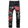 Punk Men's Pin Stitching Printed Pants Cone Middle Waist Casual Skinny Jeans  -  GeraldBlack.com