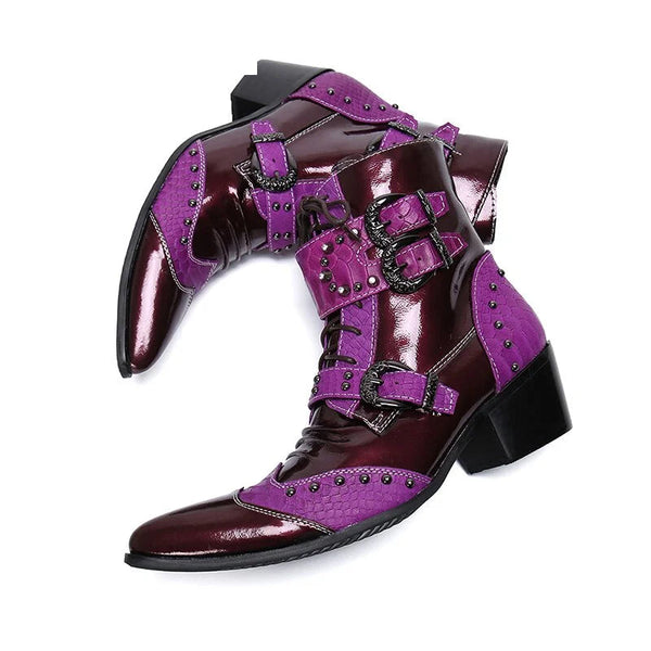 Punk Rock Leather Handmade Leather Lace Up Buckle Party Motorcycle Boots Big Size US6-12  -  GeraldBlack.com