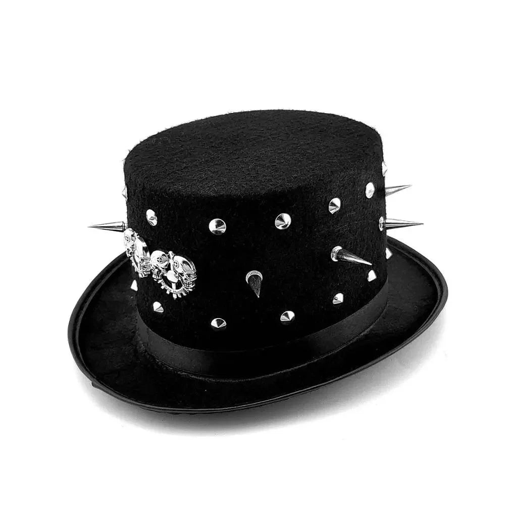 Punk Rokcer Studded Top Hat Mens Cosplay Costume Dancing Hat  -  GeraldBlack.com