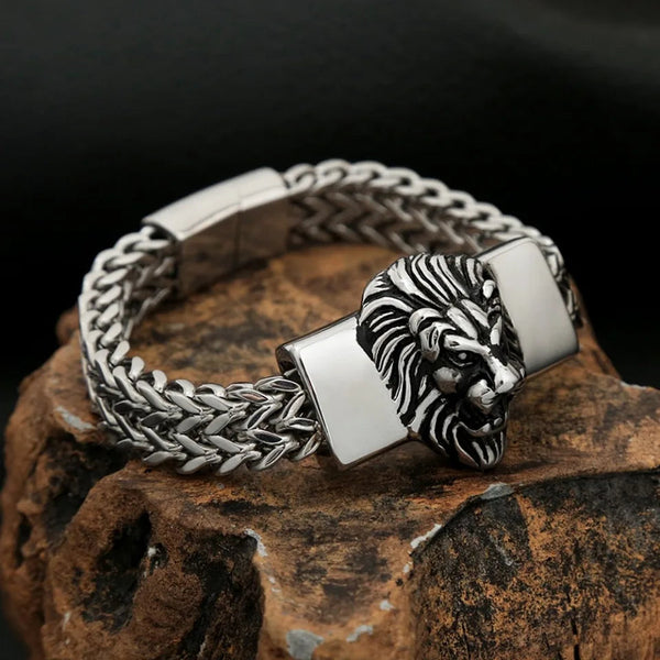 Punk Stainless Steel Fashion Lion Head Vintage Biker Animal Bracelet Party Charm Jewelry Gift  -  GeraldBlack.com