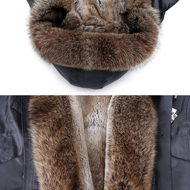Rabbit fur lined men's natural locomotive real raccoon fur winter coat  -  GeraldBlack.com