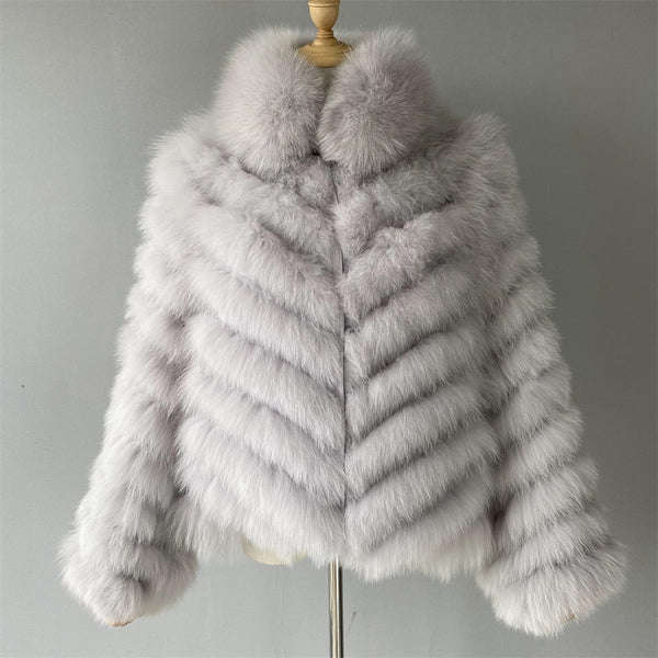 Veste d'hiver solide en vraie fourrure de renard pour femmes, doublure en soie, vêtements réversibles, veste à fermeture éclair