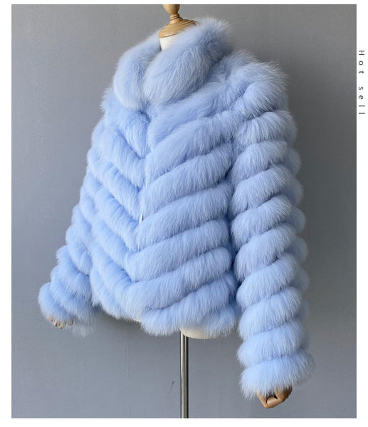 Real Fox Fur 100% Silk Liner Reversible Wear Women's Winter Jacket  -  GeraldBlack.com