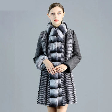 Real Rex Rabbit Fur Women Down Cotton Fashion Jacket  -  GeraldBlack.com