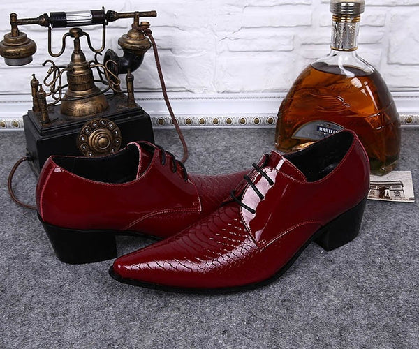 Red Black Man Leather Pointed Breathable Oxford Wedding Shoes Big Size 38-46!  -  GeraldBlack.com