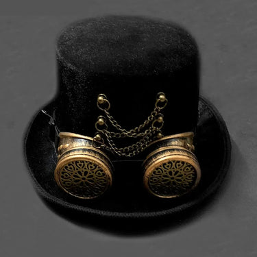 Retro Men's Punk Goth Victorian Steampunk Black Cosplay Custume Top Fedora Hats  -  GeraldBlack.com