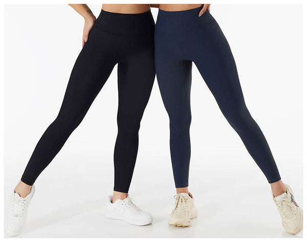 Rib Fabric Yoga Seamless Leggings Women Gym Sport Fitness Breathable High Waist Pants Tights 7 Colors  -  GeraldBlack.com