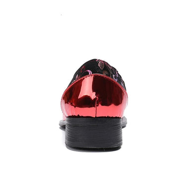 Rock Japanese Style Iron Pointed Toe Red Leather Wedding Party Runway Oxford Dress Shoes  -  GeraldBlack.com
