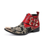 Rock Western Men Metal Toe Leather Buckles Ankle Boots For Party Wedding Sizes US6-12  -  GeraldBlack.com
